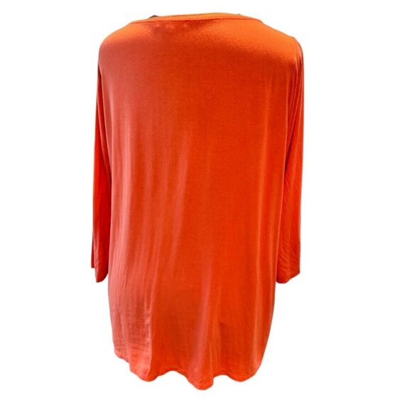 Joan Vass women's‎ (2) Orange & Yellow Long Tabbed Sleeve Tunic Top Size 3X - Picture 3 of 10